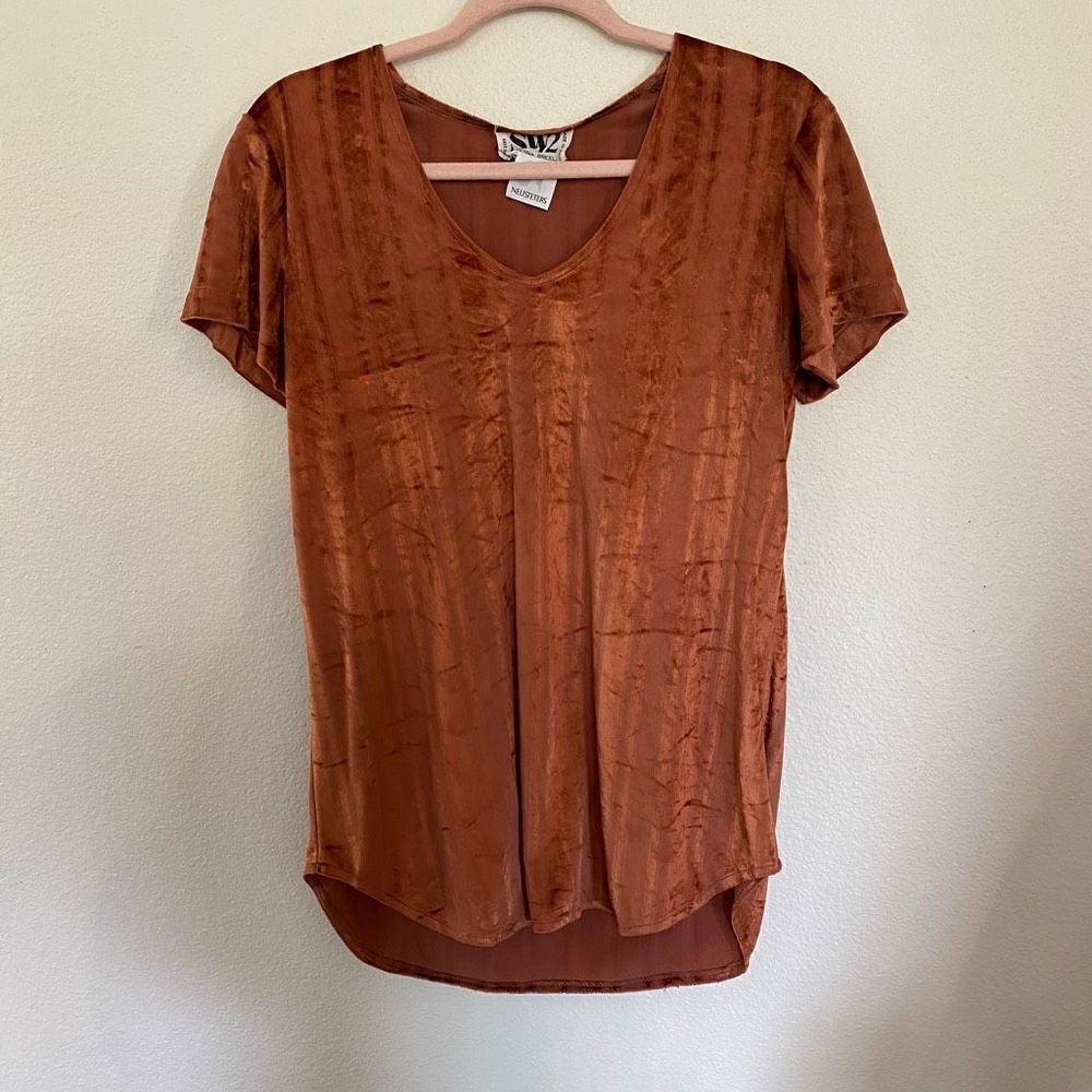 Vintage 70’s Copper Velvet Short Sleeve Blouse